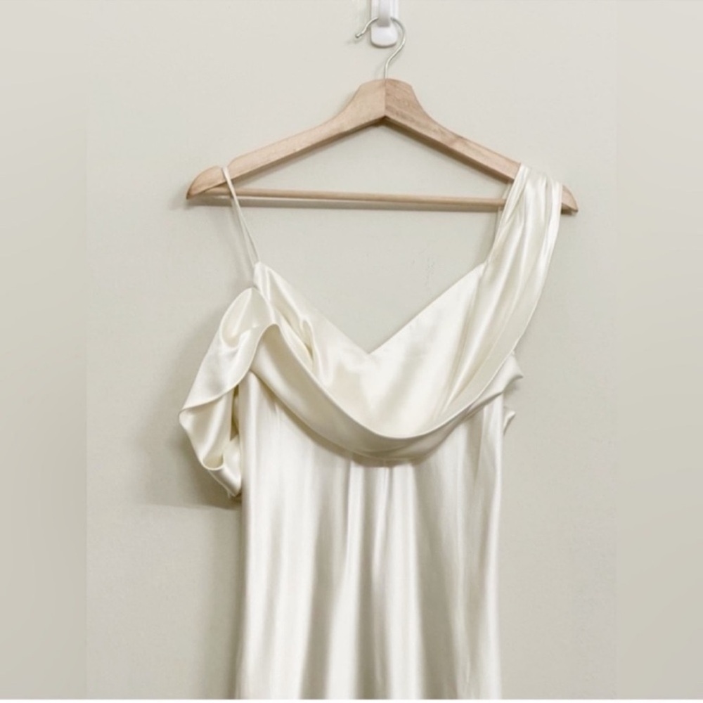 NWT Reformation Ronda One ShoulderAsymmetrical Neckline Silk Dress Ivory Sz 8 - Picture 7 of 16